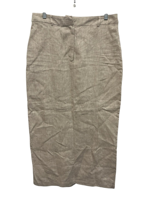 Reformation Size 8 Cream Beige Linen Belt Loops Pencil Hook & Zip Fly Maxi Skirt Cream Beige / 8