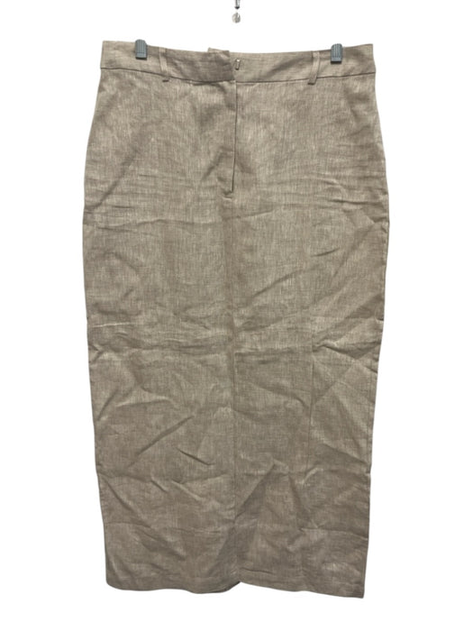 Reformation Size 8 Cream Beige Linen Belt Loops Pencil Hook & Zip Fly Maxi Skirt Cream Beige / 8