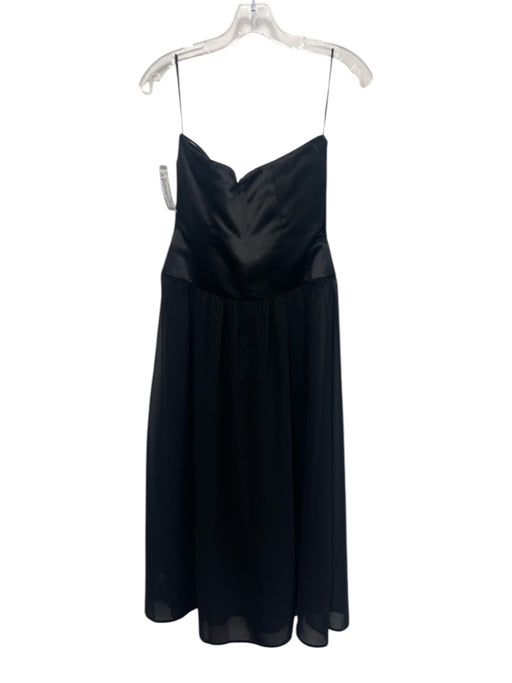 Reformation Size 6 Black Polyester Satin Sheer Strapless Gathered Waist Dress Black / 6