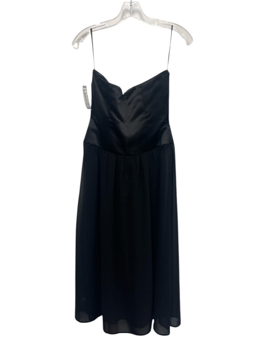 Reformation Size 6 Black Polyester Satin Sheer Strapless Gathered Waist Dress Black / 6