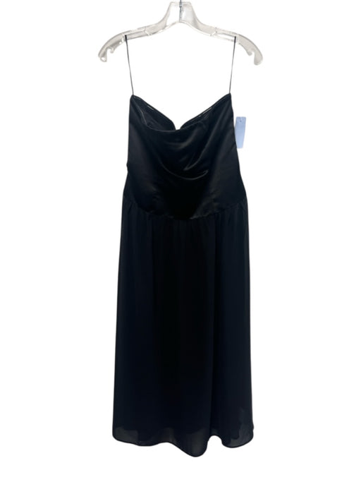 Reformation Size 6 Black Polyester Satin Sheer Strapless Gathered Waist Dress Black / 6