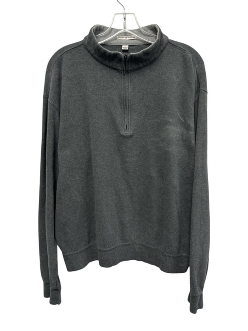 Peter Millar Size L Dark Gray Cotton Solid Quarter Zip Men's Long Sleeve Shirt Dark Gray / L
