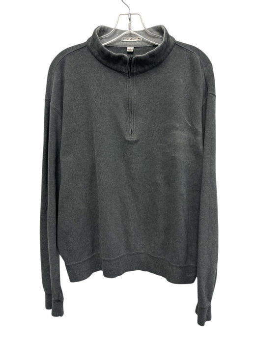Peter Millar Size L Dark Gray Cotton Solid Quarter Zip Men's Long Sleeve Shirt Dark Gray / L