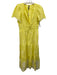 By Anthropologie Size M Yellow & White Cotton Short Sleeve Split Neck Midi Dress Yellow & White / M