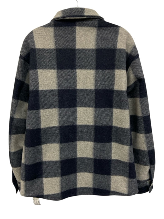 Banana Republic Size M Blue & Gray Wool Blend Plaid Flannel Men's Jacket Blue & Gray / M