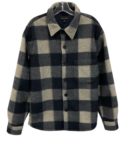 Banana Republic Size M Blue & Gray Wool Blend Plaid Flannel Men's Jacket Blue & Gray / M