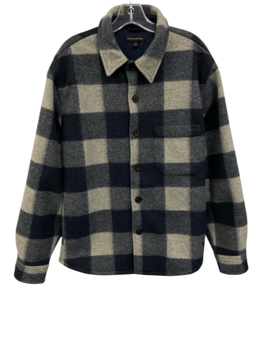 Banana Republic Size M Blue & Gray Wool Blend Plaid Flannel Men's Jacket Blue & Gray / M