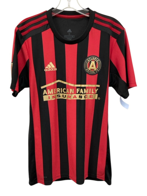 Adidas Size S Red & Black Synthetic Striped Athletic Jersey Men's Short Sleeve Red & Black / S