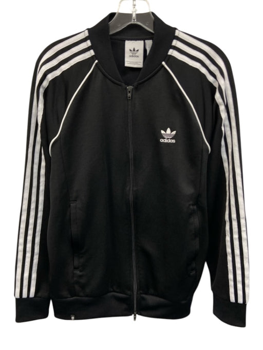 Adidas Size M Black Synthetic Solid Athleisure Men's Jacket Black / M