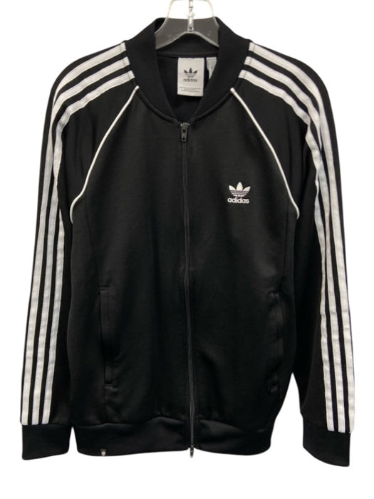 Adidas Size M Black Synthetic Solid Athleisure Men's Jacket Black / M