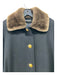 No Brand Black & Brown Wool & Cashmere Beaver Fur Trench Gold button Coat Black & Brown / M/L