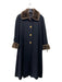 No Brand Black & Brown Wool & Cashmere Beaver Fur Trench Gold button Coat Black & Brown / M/L