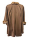 Anpel Brown Wool & Cashmere Mink Fur Accent Open Front Draped Poncho Brown / L/XL