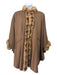 Anpel Brown Wool & Cashmere Mink Fur Accent Open Front Draped Poncho Brown / L/XL