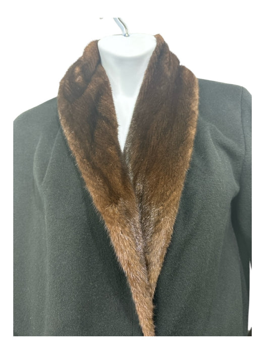 Bisang Couture Size L/XL Black & Brown Mink Fur Wool Trench 1 Button Coat Black & Brown / L/XL