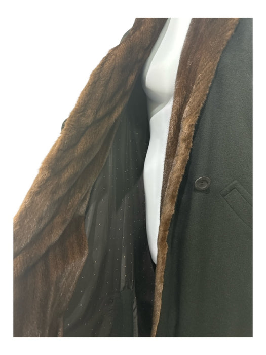 Bisang Couture Size L/XL Black & Brown Mink Fur Wool Trench 1 Button Coat Black & Brown / L/XL