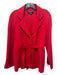 St John Size 6 Red Angora & Wool Sash Button Long Sleeve Coat Red / 6