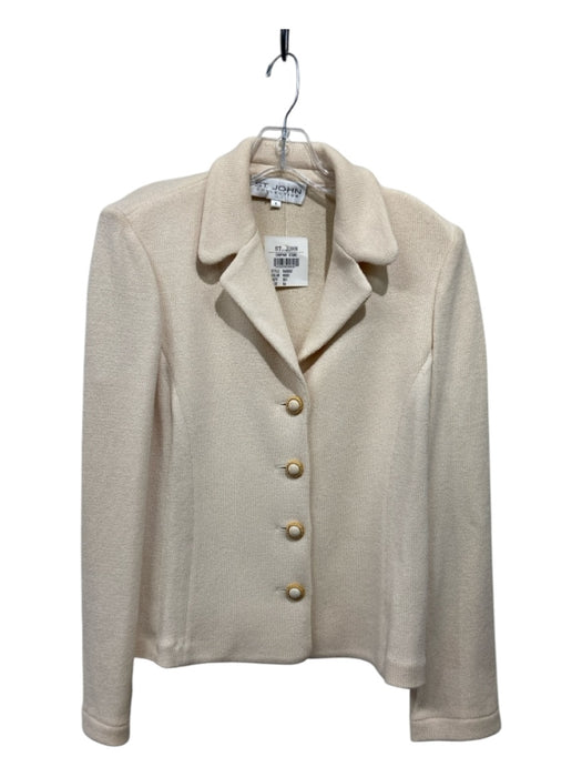 St John Size 6 Cream Wool Gold button Jacket Cream / 6