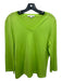 St John Size M Green Merino Wool & Silk V Neck Thin Knit Long Sleeve Top Green / M