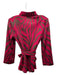 St John Collection Size 8 Red & Brown Wool Zip Front Tiger Stripe Sash Cardigan Red & Brown / 8