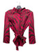 St John Collection Size 8 Red & Brown Wool Zip Front Tiger Stripe Sash Cardigan Red & Brown / 8