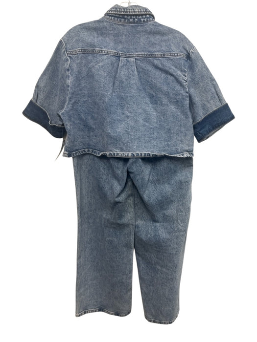 Akira Size L Light Wash Cotton & Viscose Embellished Pants Set Light Wash / L