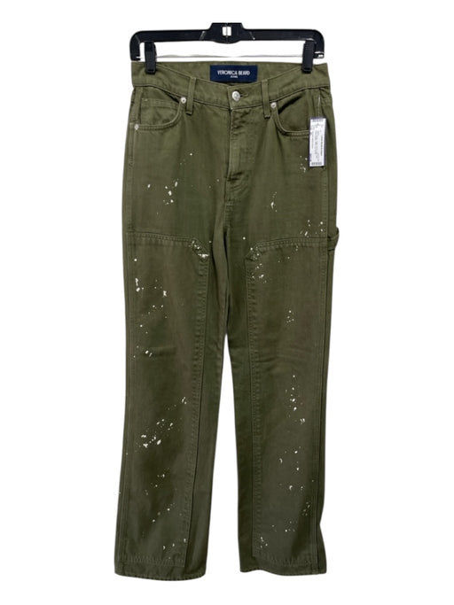 Veronica Beard Jeans Size 26 Olive Green Cotton Denim High Rise Wide Leg Jeans Olive Green / 26