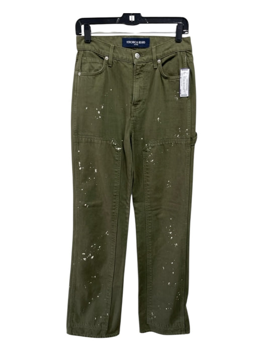 Veronica Beard Jeans Size 26 Olive Green Cotton Denim High Rise Wide Leg Jeans Olive Green / 26