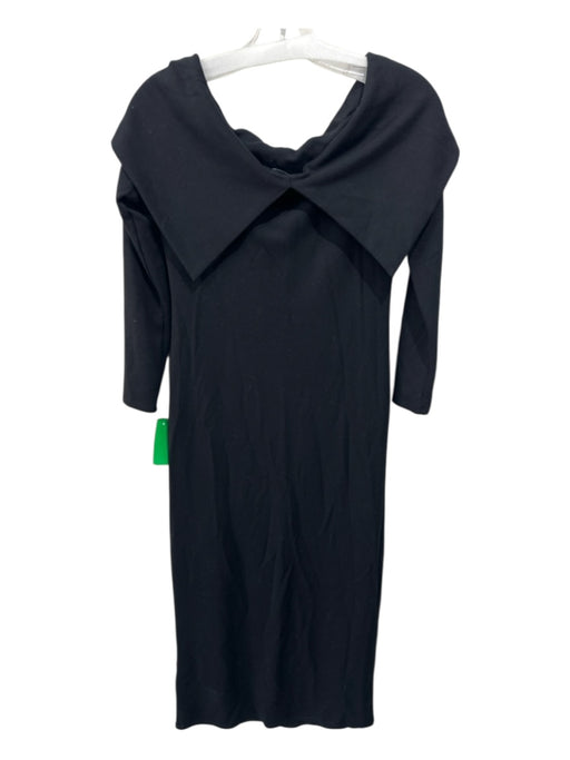 Modern Citizen Size M Black Rayon & Merino Wool Long Sleeve Fold Over Maxi Dress Black / M