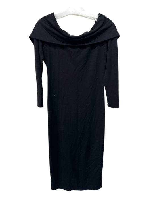 Modern Citizen Size M Black Rayon & Merino Wool Long Sleeve Fold Over Maxi Dress Black / M