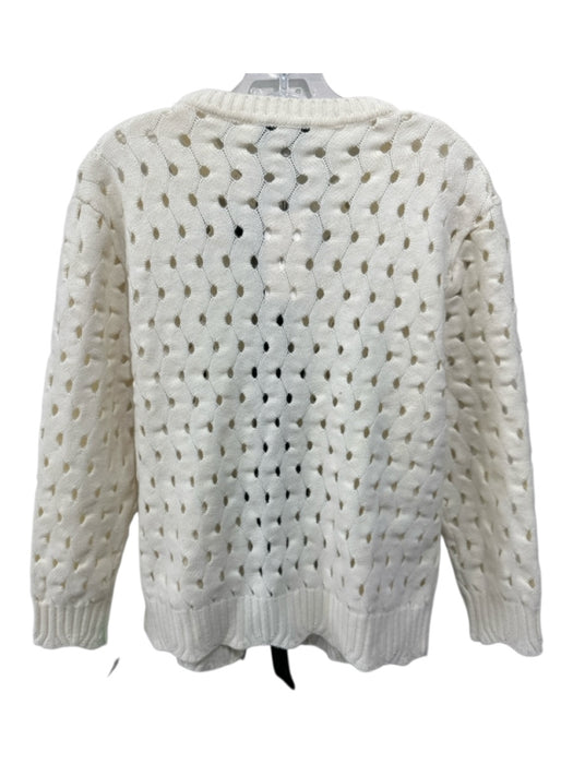 Sea New York Size XS White & Black Wool Long Sleeve Tie Front eyelet Sweater White & Black / XS