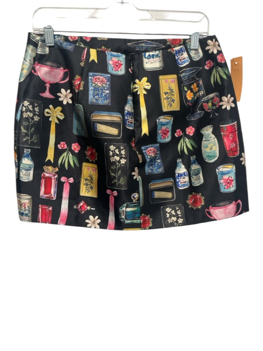 Amanda Uprichard Size M Black & Multi Polyester Back Zip Abstract Print Skirt Black & Multi / M