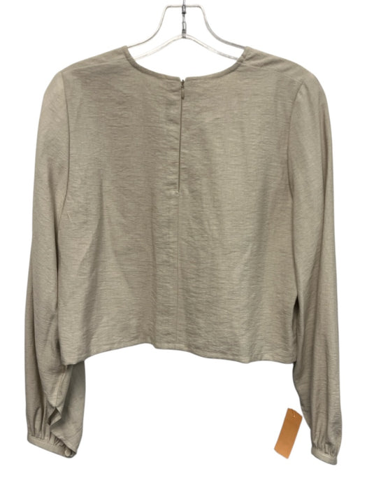 Camilo Size Est Small Beige Linen Back Zip Long Sleeve Top Beige / Est Small