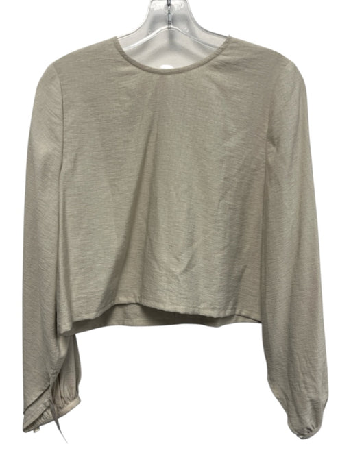 Camilo Size Est Small Beige Linen Back Zip Long Sleeve Top Beige / Est Small