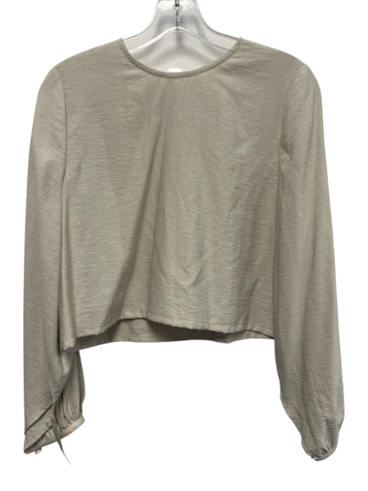 Camilo Size Est Small Beige Linen Back Zip Long Sleeve Top Beige / Est Small