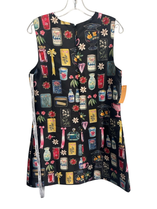 Amanda Uprichard Size M Black & Multi Print Polyester Back Zip Sleeveless Dress Black & Multi Print / M