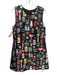Amanda Uprichard Size M Black & Multi Print Polyester Back Zip Sleeveless Dress Black & Multi Print / M