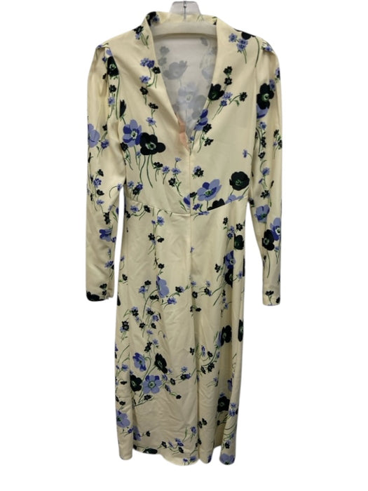 N 21 Size 40 Pale Yellow & Purple Polyester Floral High Neck Long Sleeve Dress Pale Yellow & Purple / 40