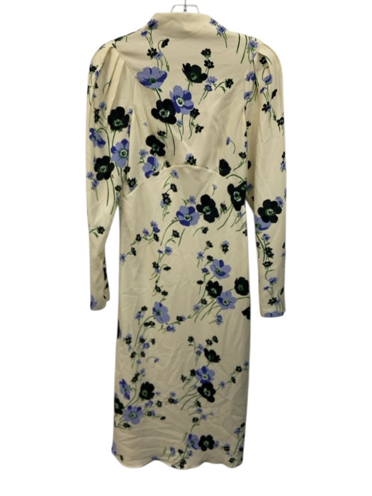 N 21 Size 40 Pale Yellow & Purple Polyester Floral High Neck Long Sleeve Dress Pale Yellow & Purple / 40