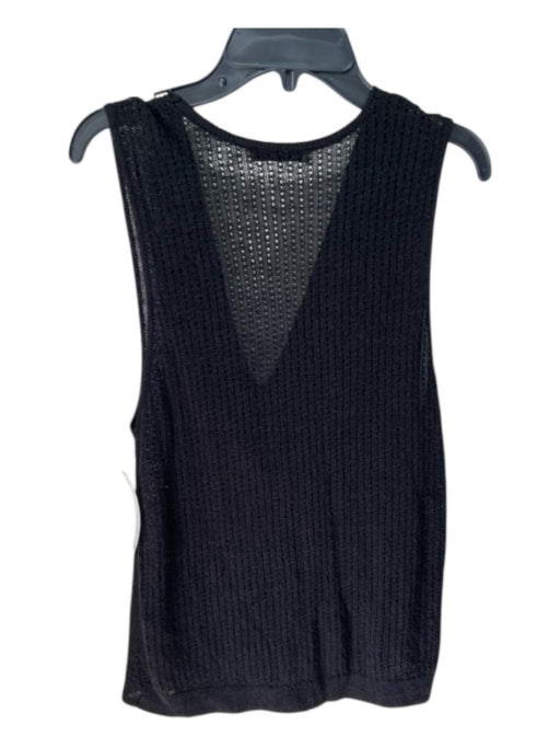 Alice + Olivia Size M Black Linen & Viscose Cowl Neck Sleeveless Semi Sheer Top Black / M