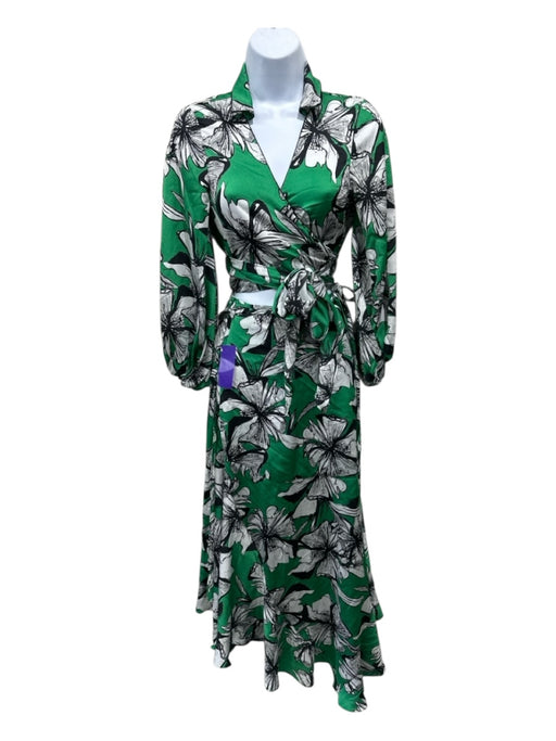 Alexis Size Small Green, White & Black Polyester Long Sleeve Floral Skirt Set Green, White & Black / Small