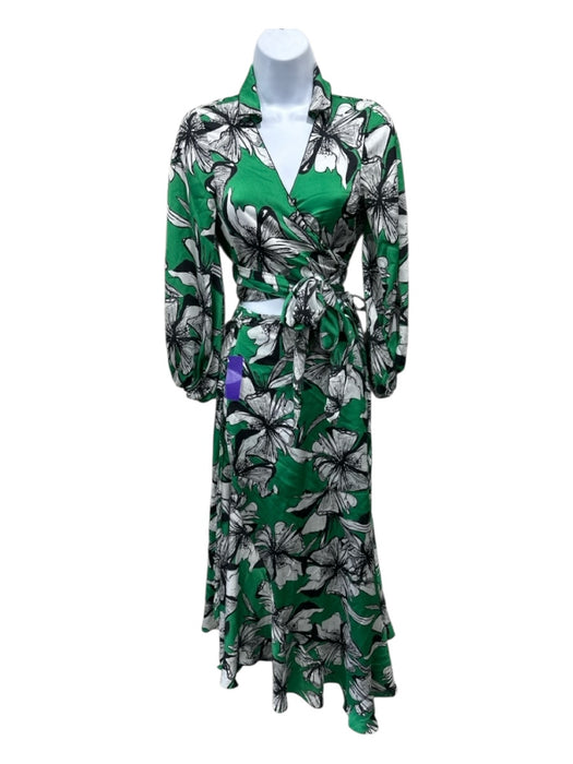 Alexis Size Small Green, White & Black Polyester Long Sleeve Floral Skirt Set Green, White & Black / Small