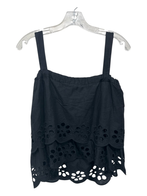 Vivienne Westwood Size 2 Black Cotton Sleeveless Drawstring Scallop Hem Top Black / 2