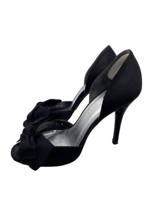 Stuart Weitzman Shoe Size 7.5 Black Satin Peep Toe Closed Heel Stiletto Pumps Black / 7.5