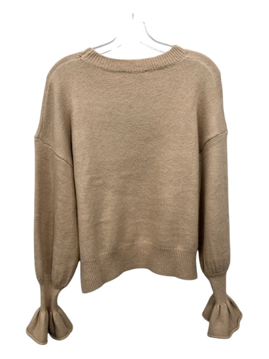 THML Size S Beige Acrylic Blend Crew Neck Long Sleeve Trumpet Sweater Beige / S