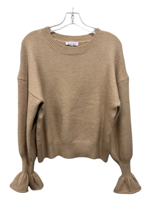 THML Size S Beige Acrylic Blend Crew Neck Long Sleeve Trumpet Sweater Beige / S