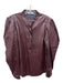 Karlie Size M Burgundy Faux Leather Half Button Puff Shoulder Round Neck Top Burgundy / M