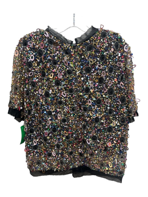 Hunter Bell Size M Black & Multi Nylon Fully Sequined Baker Pockets Top Black & Multi / M