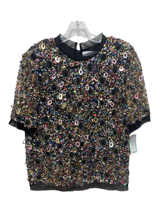 Hunter Bell Size M Black & Multi Nylon Fully Sequined Baker Pockets Top Black & Multi / M