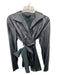 Lafayette 148 Size 8 Black Leather Button Down Sash Long Sleeve Top Black / 8